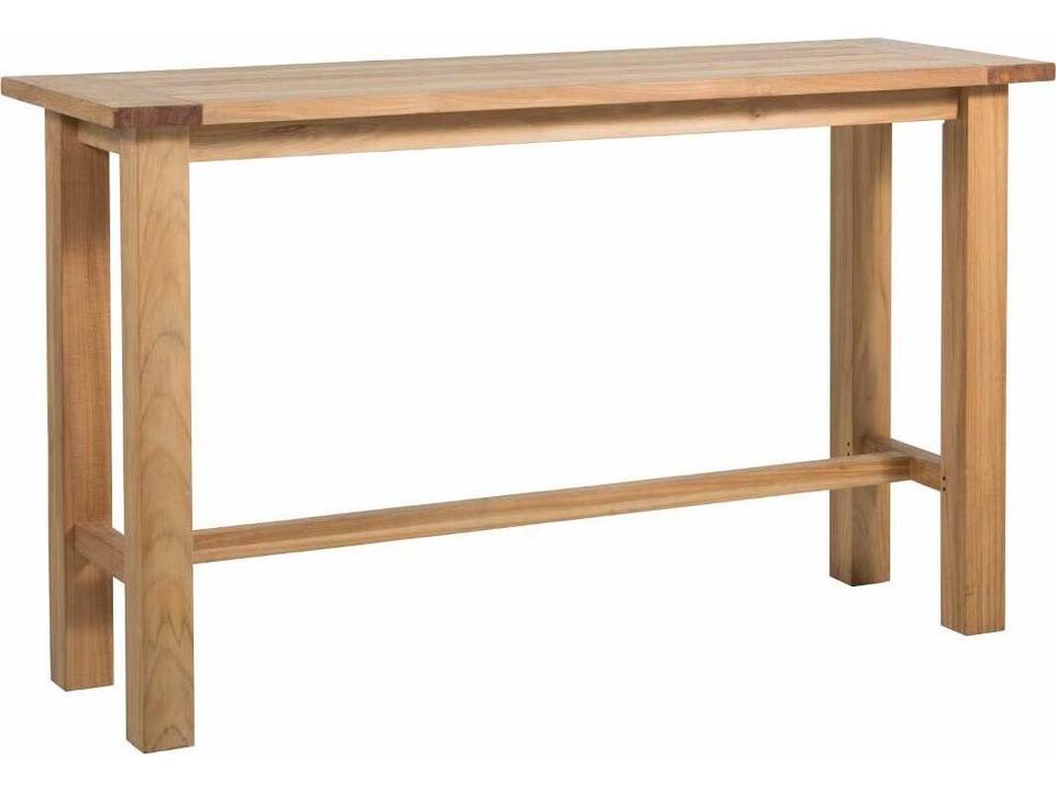 Croquet Teak 71-Inch Rectangle Outdoor Bar Table in Natural Teak