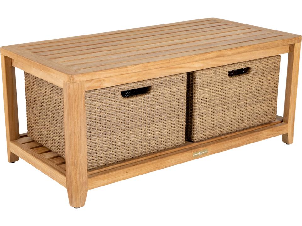 Chesapeake Wicker Teak Rectangular Storage Coffee Table