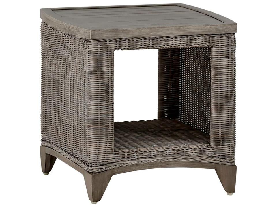 Astoria Wicker Square Outdoor End Table in Raffia and Oak