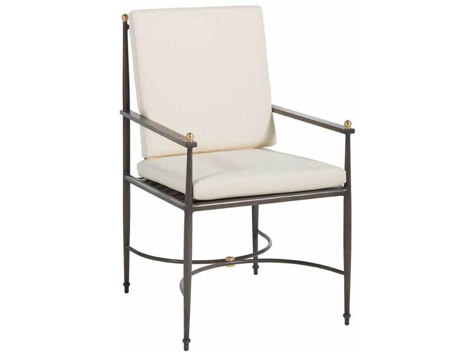 Roma Wrought Aluminum Dining Arm Chair in Slate Gray