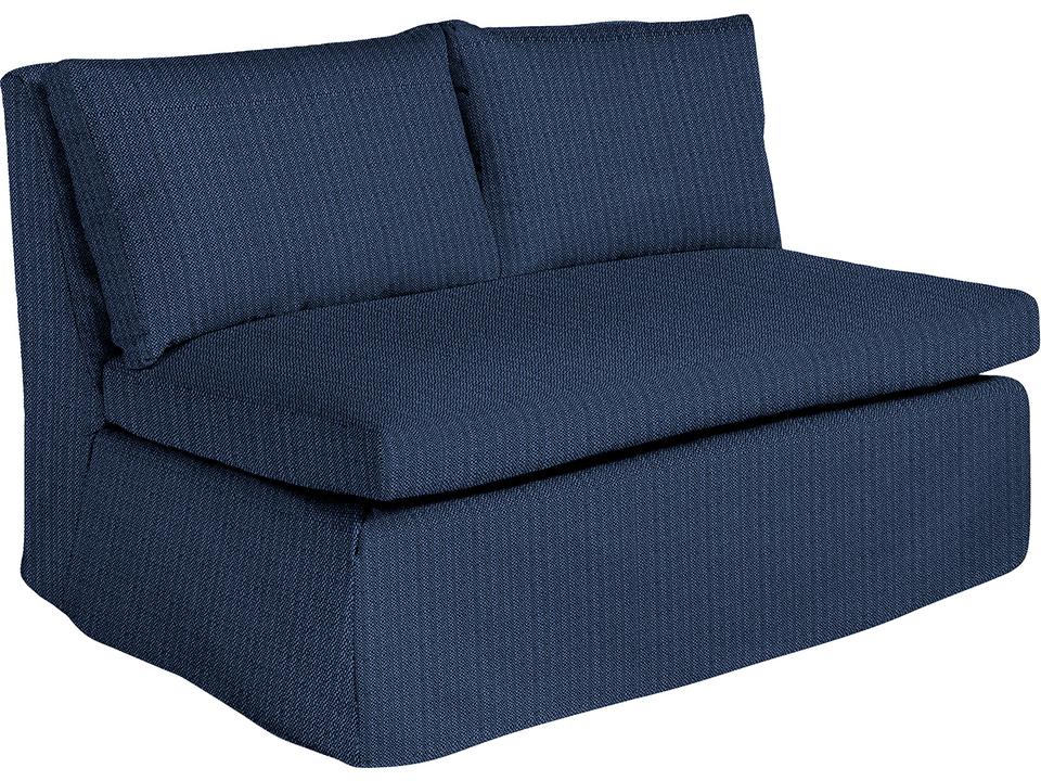 Nora Armless Outdoor Loveseat in Grid Cloth Mist