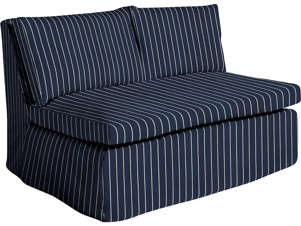 Nora Outdoor Armless Loveseat Sailor Stripe Indigo
