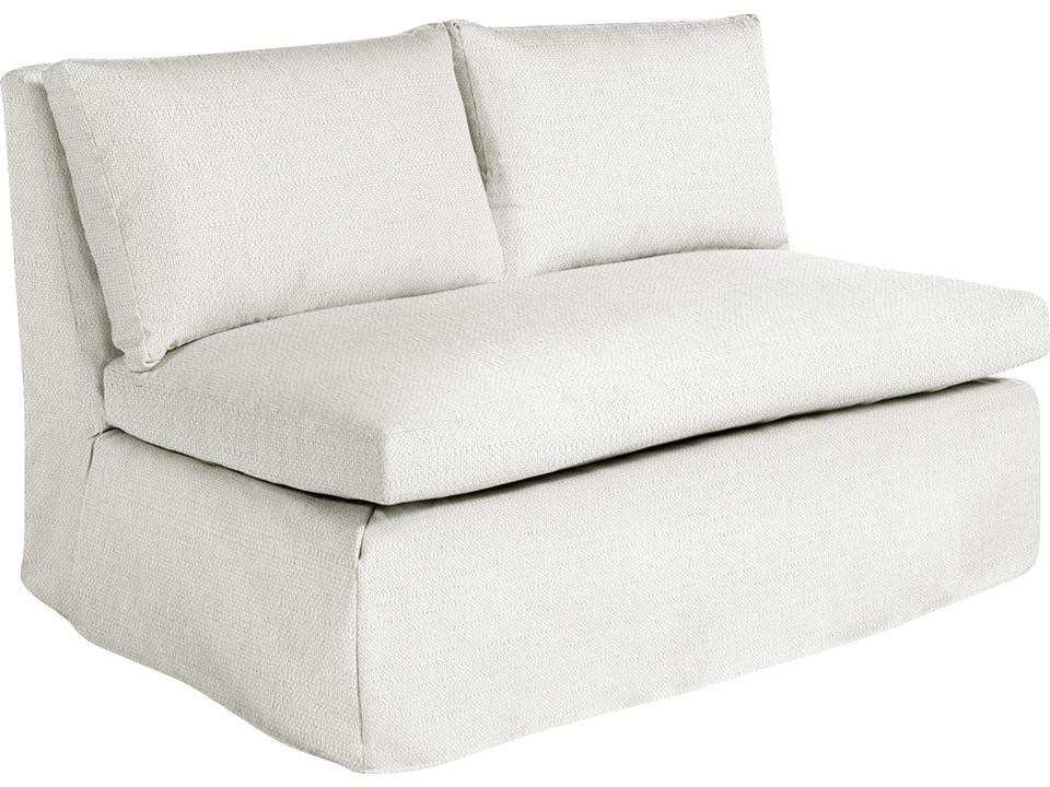 Nora 2-Seat Outdoor Armless Loveseat with Linen Snow Upholstery