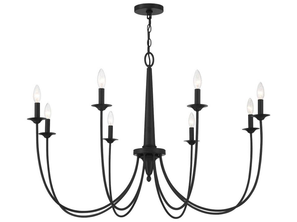 8-Light Stonecrest Chandelier in Matte Black with Rustic Style