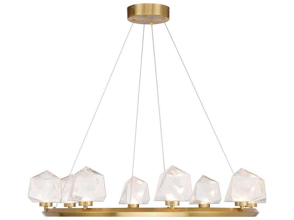 8-Light Castello Chandelier in Warm Brass with Hammered Glass