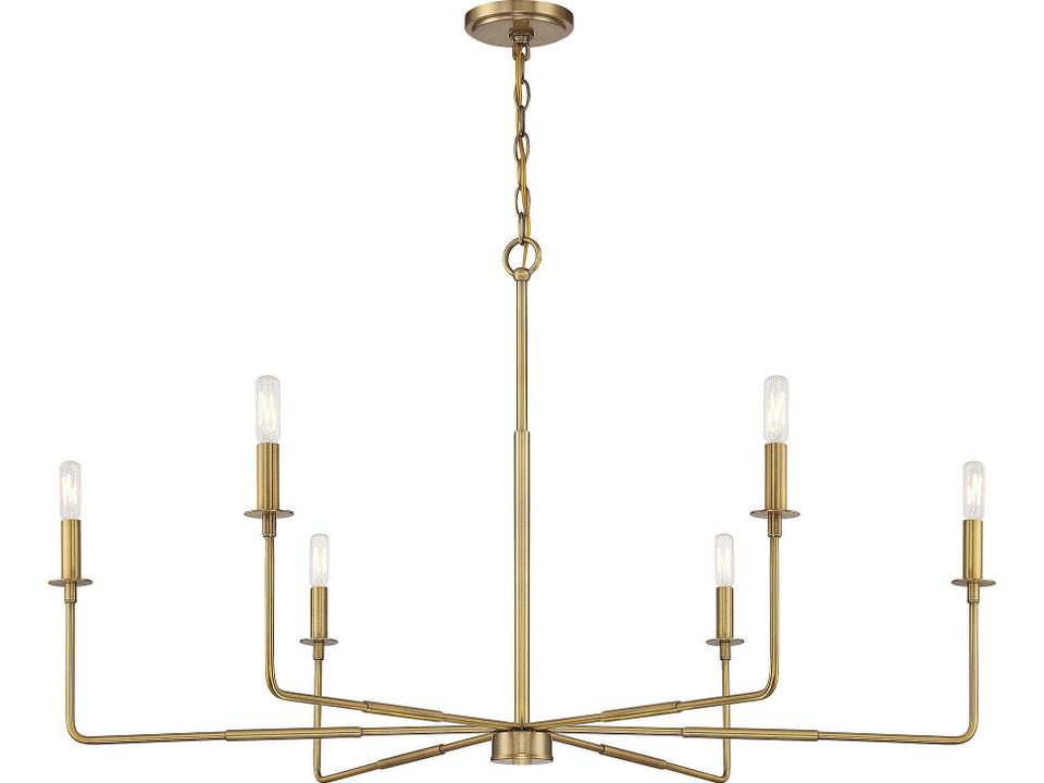 6-Light Salerno Chandelier in Warm Brass