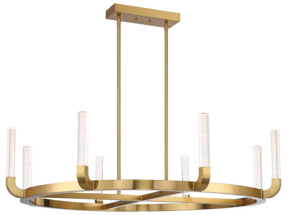 8-Light Del Mar LED Chandelier in Warm Brass with Clear Seeded Acrylic