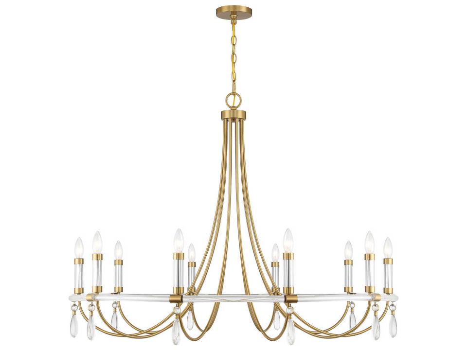 10-Light Mayfair Chandelier in Warm Brass and Chrome