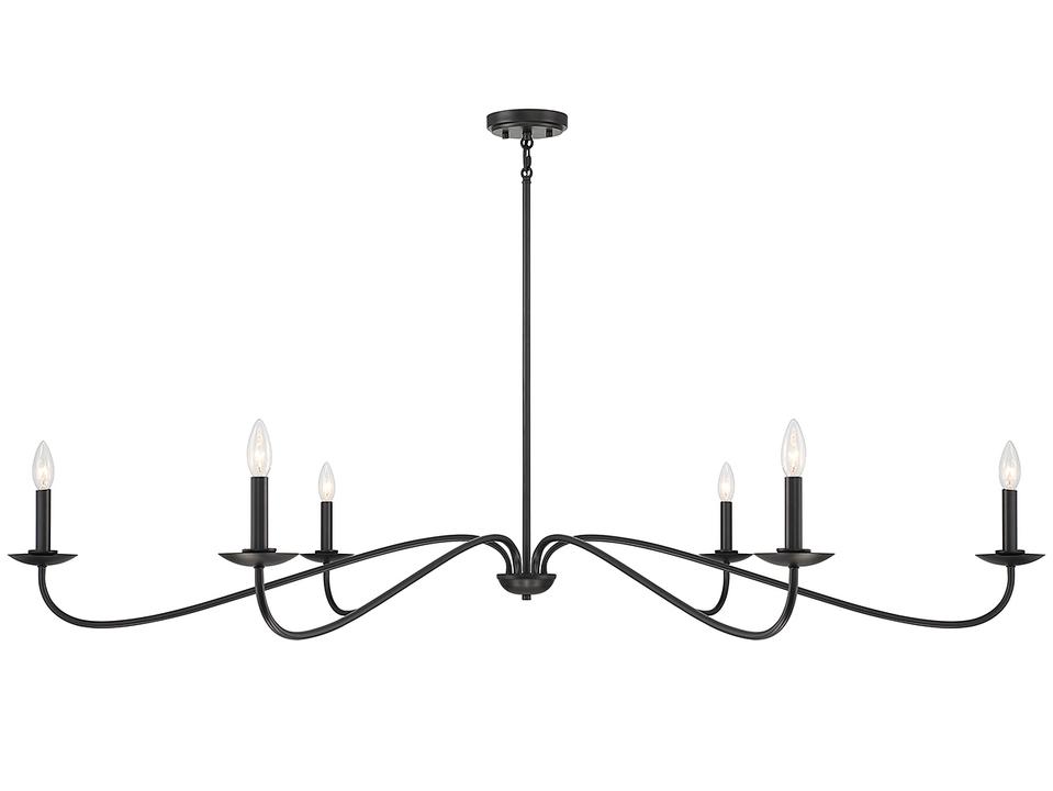 Meridian 6-Light Chandelier in Matte Black for Large Rooms