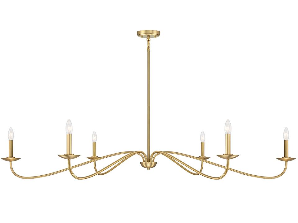 Meridian 6-Light Chandelier in Natural Brass