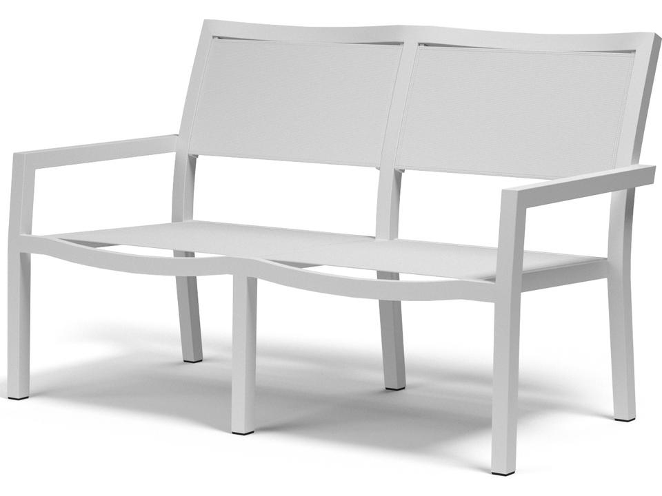 Naples Sling Aluminum Loveseat with Gray Sling and Frost Frame