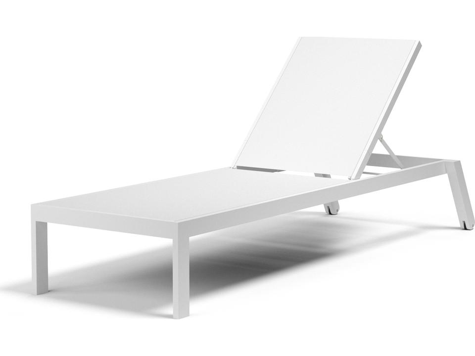 Naples Sling Aluminum Stackable Chaise Lounge in Satin Frost