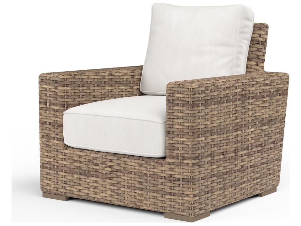 Havana Wicker Lounge Chair with Canvas Flax Sunbrella Cushions