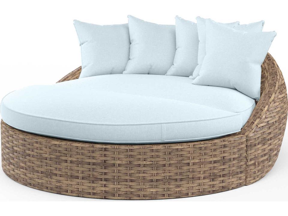 Havana Tobacco Wicker Cushion Lounge Bed