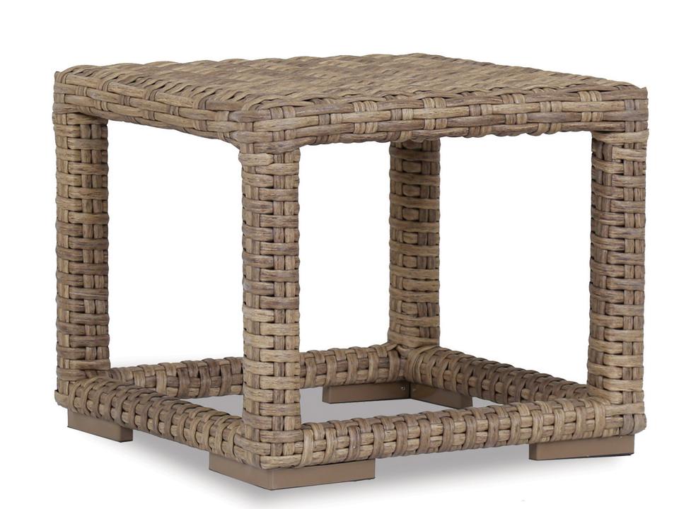 Havana Outdoor Wicker Square End Table in Weathered Tobacco Leaf