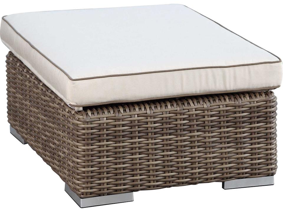 Coronado Wicker Ottoman with Cushion in Driftwood