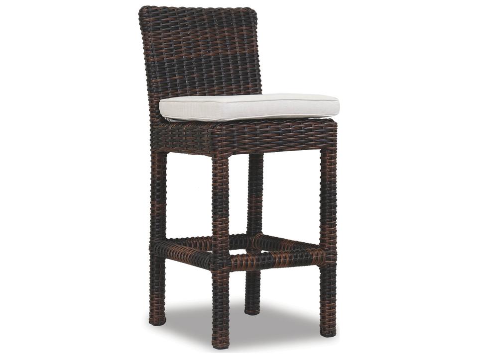 Montecito Outdoor Wicker Patio Bar Stool in Canvas Flax and Cognac