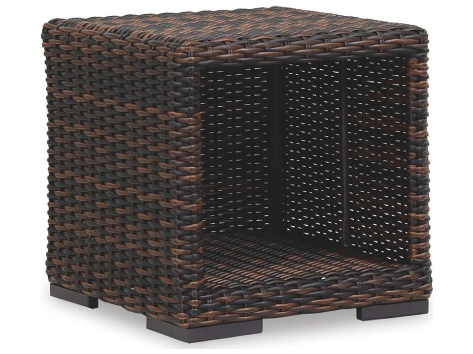 Montecito Square Outdoor End Table in Cognac Wicker