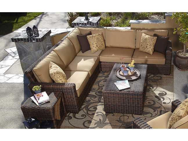 Montecito Quick Ship 3-Piece Wicker Sectional in Cognac