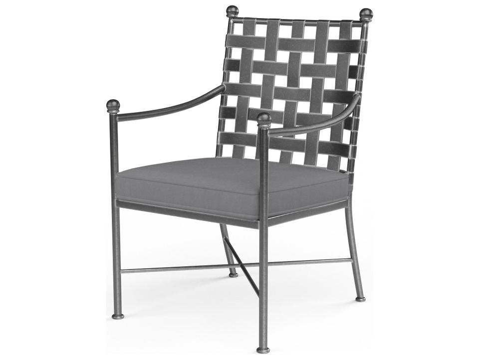 Provence Wrought Iron Outdoor Dining Armchair in Century Pewter