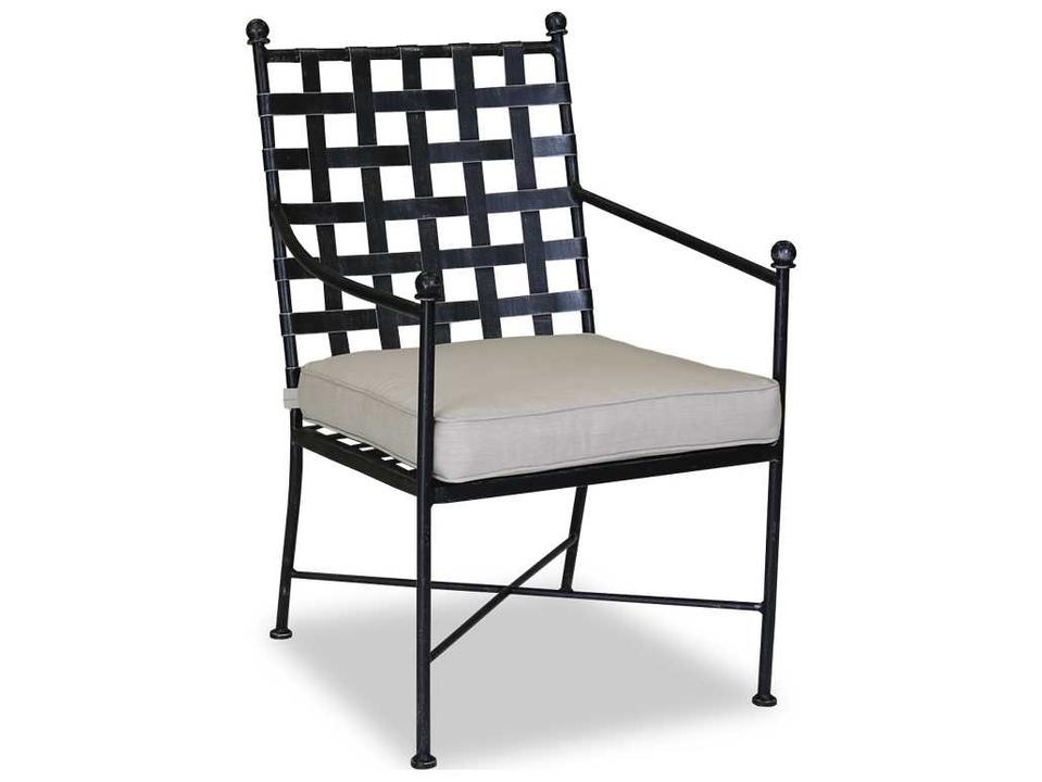Provence Wrought Iron Dining Armchair with Cushion in Century Pewter