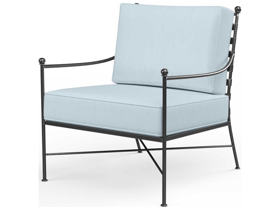 Provence Wrought Iron Outdoor Lounge Chair in Century Pewter