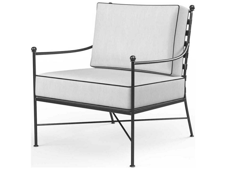 Provence Upholstered Outdoor Club Chair in Century Pewter and Sunbrella Canvas Natural