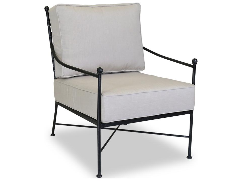 Provence Wrought Iron Outdoor Club Chair in Canvas Flax