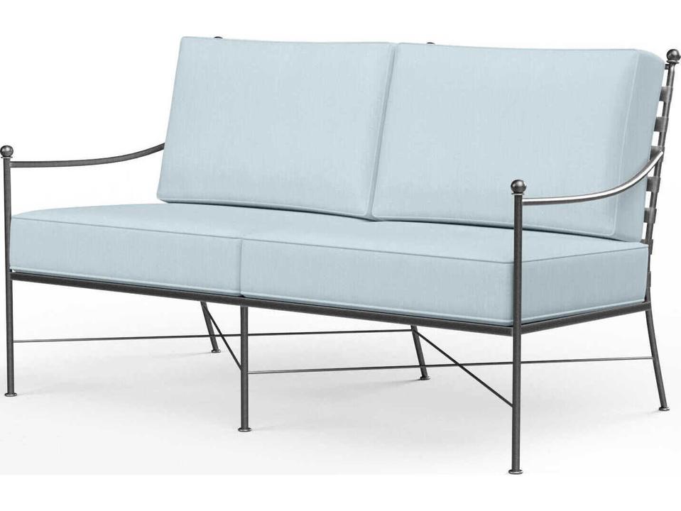 Provence Wrought Iron Cushion Loveseat in Century Pewter