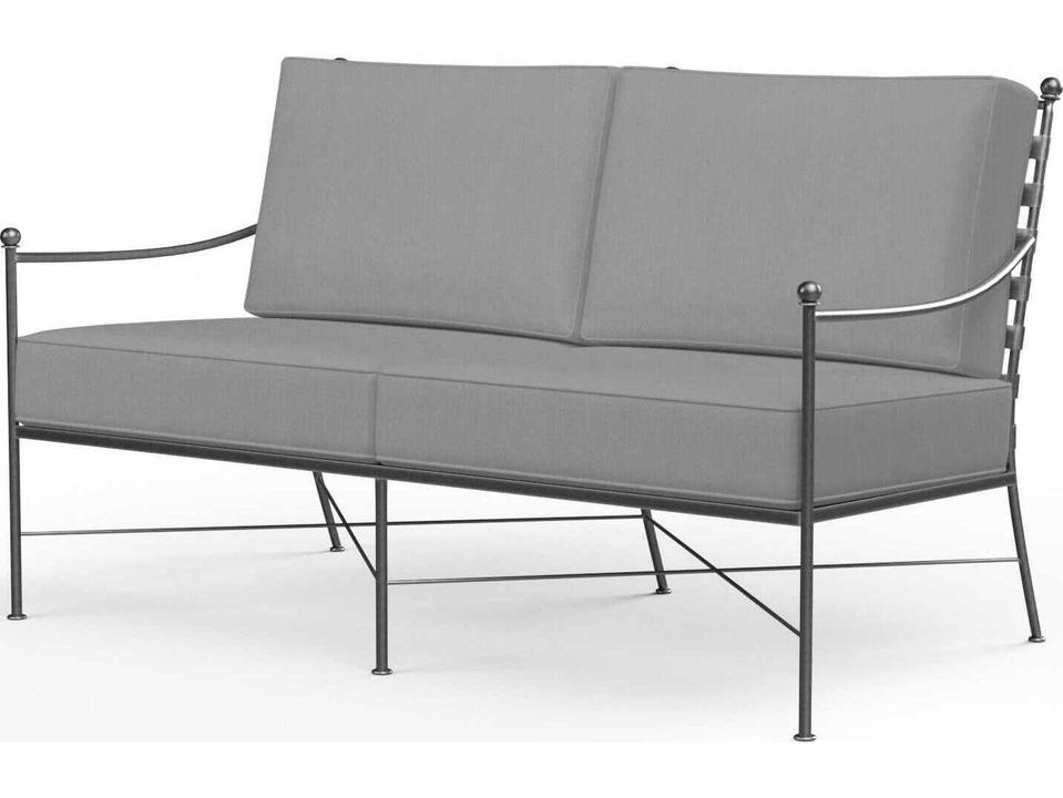 Provence Pewter Wrought Iron Cushion Loveseat