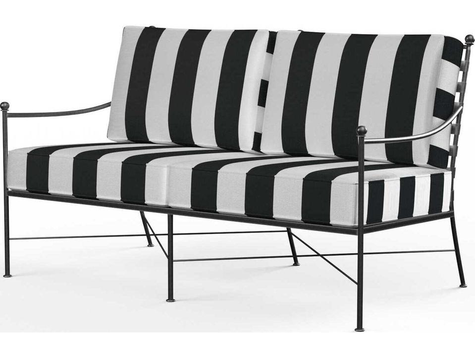 Provence Wrought Iron Cushion Loveseat in Century Pewter