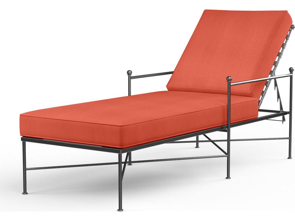 Provence Wrought Iron Outdoor Chaise Lounge in Century Pewter