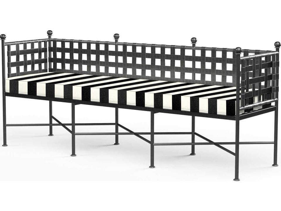 Provence Wrought Iron Outdoor Cushion Bench in Century Pewter