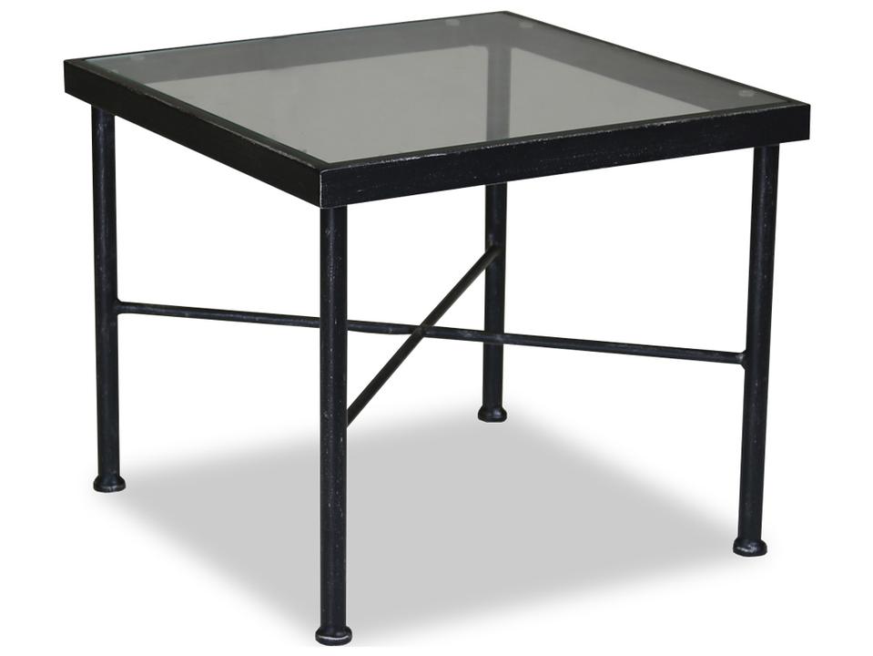 Provence Square Glass Top Outdoor End Table in Century Pewter