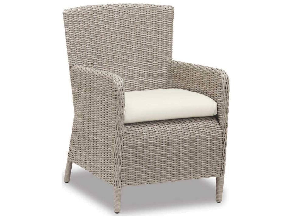 Manhattan Wicker Cushion Dining Arm Chair in Dove Grey