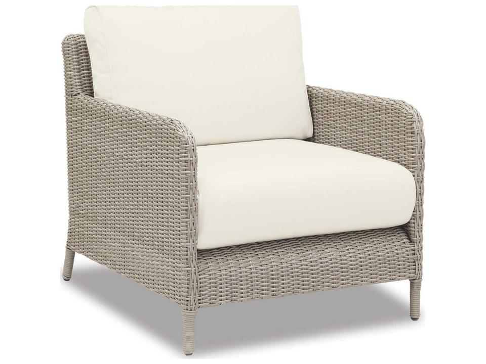 Manhattan Wicker Lounge Chair with Sunbrella Cushion in Dove Grey