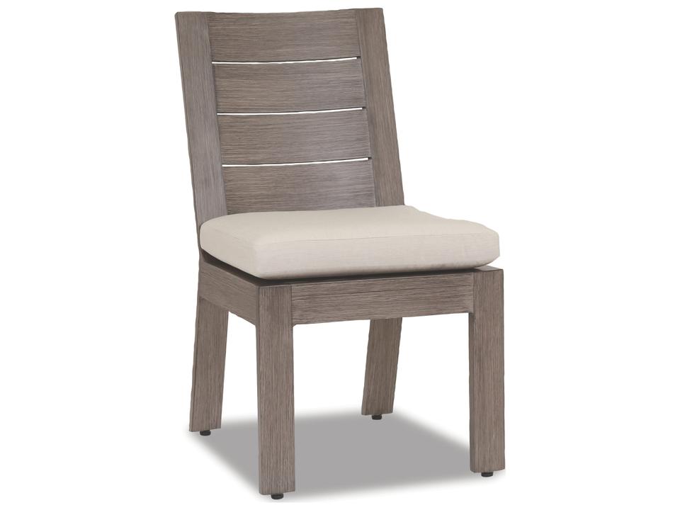 Laguna Armless Dining Chair Hand-Brushed Driftwood Canvas Flax