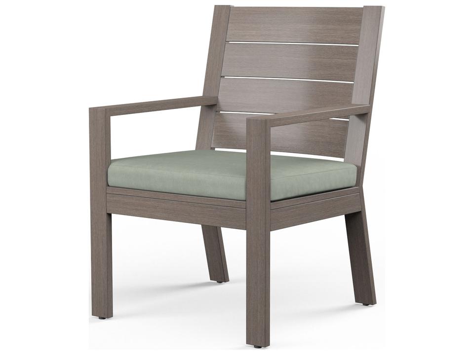 Laguna Aluminum Outdoor Dining Side Chair in Hand-Brushed Driftwood Finish