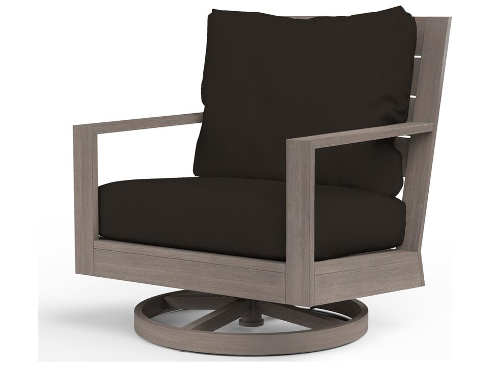 Laguna Aluminum Swivel Rocker Club Chair in Driftwood