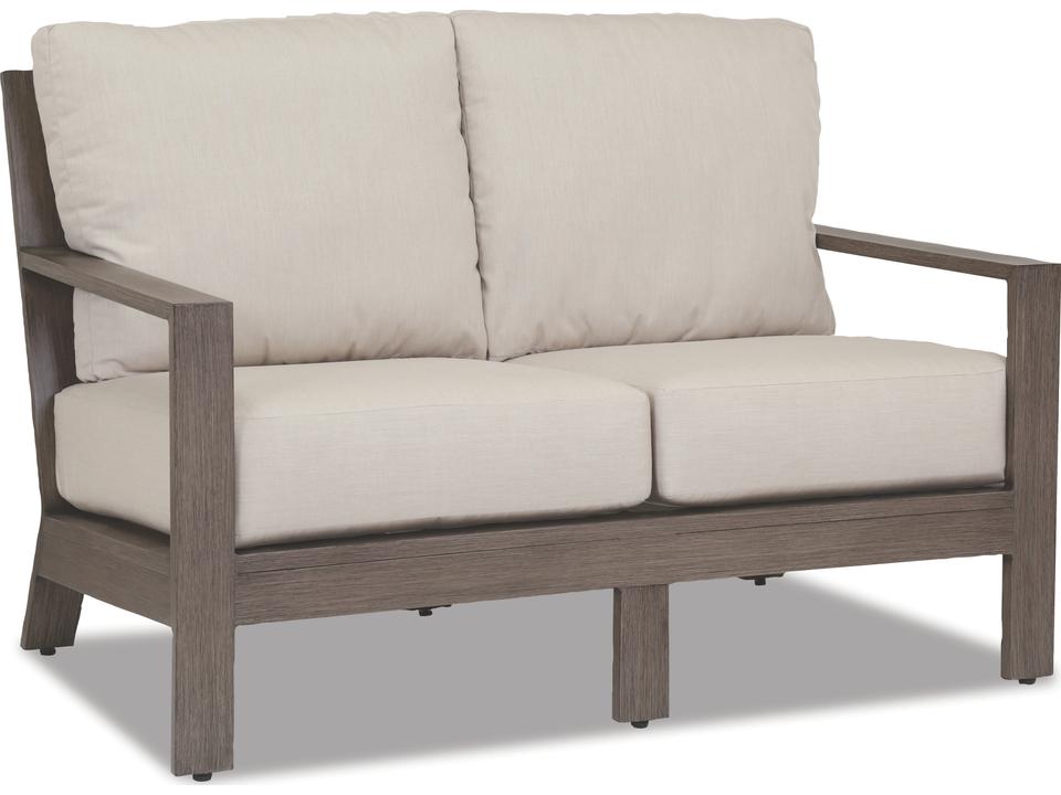 Laguna Aluminum Loveseat with Sunbrella Canvas Flax Cushions