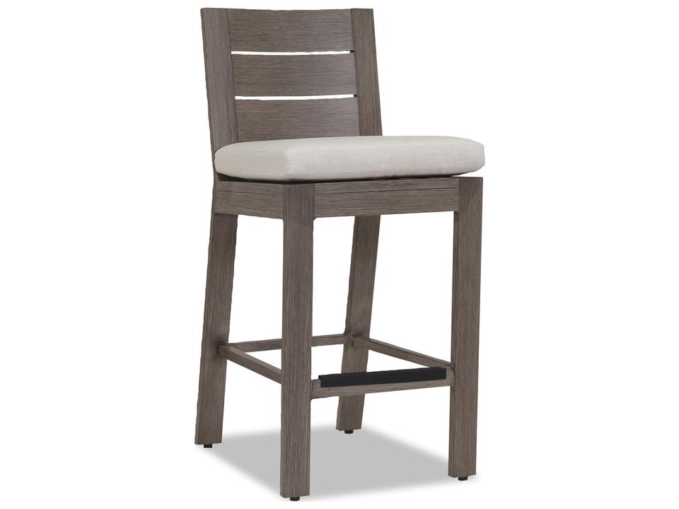 Laguna Aluminum Counter Stool with Sunbrella Canvas Flax Cushion