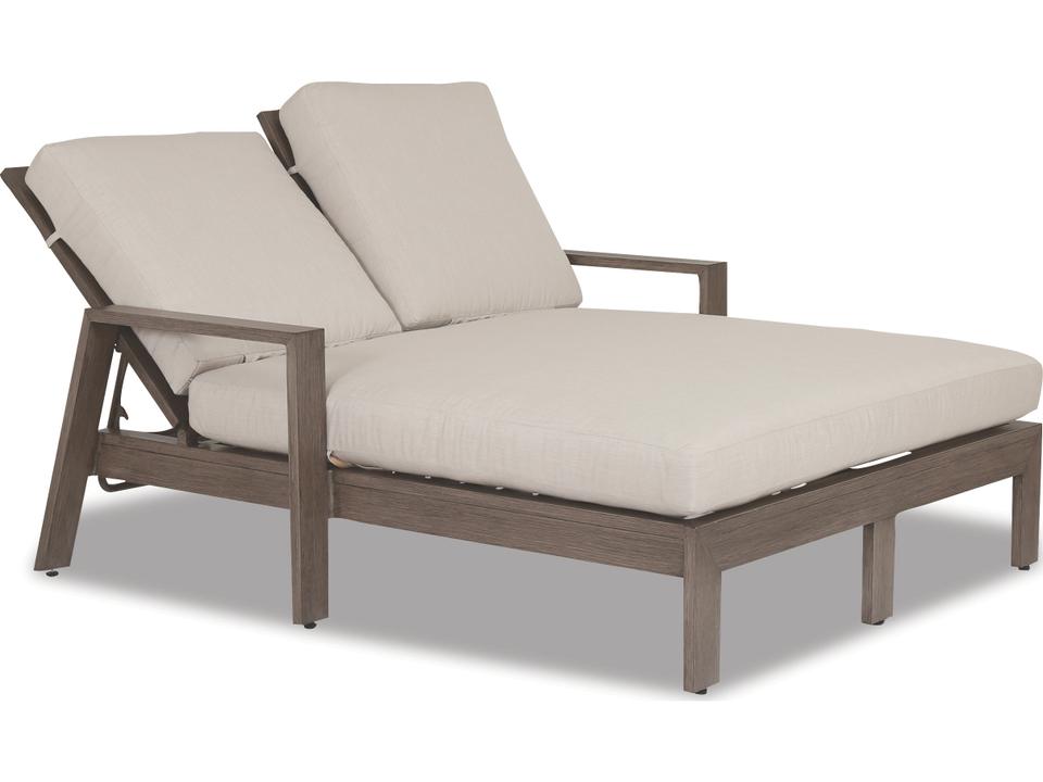 Laguna Aluminum Double Chaise Lounge in Canvas Flax