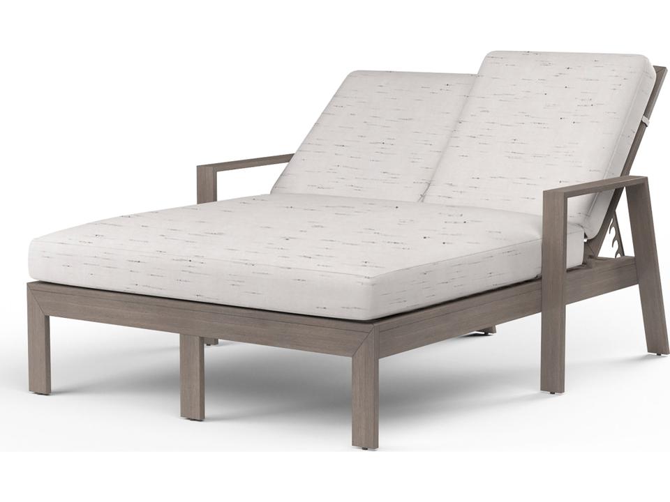 Laguna Adjustable Double Patio Chaise Lounge in Driftwood Aluminum