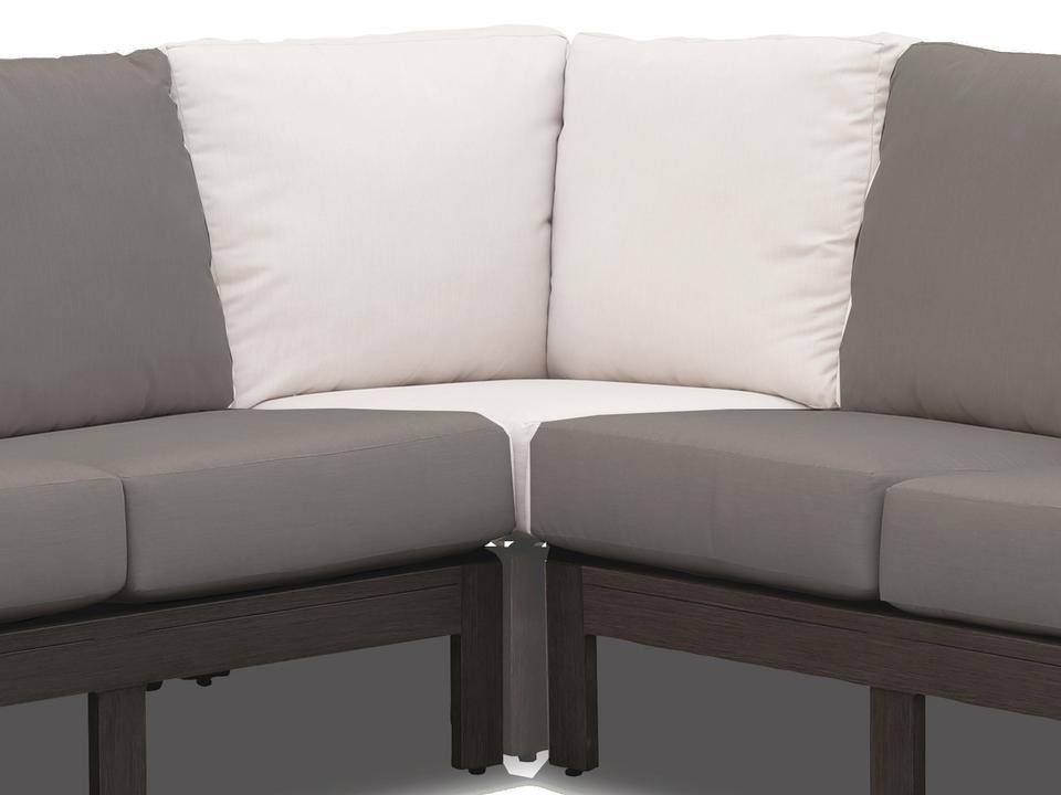 Laguna Aluminum Brushed Driftwood Corner Lounge Chair in Canvas Flax