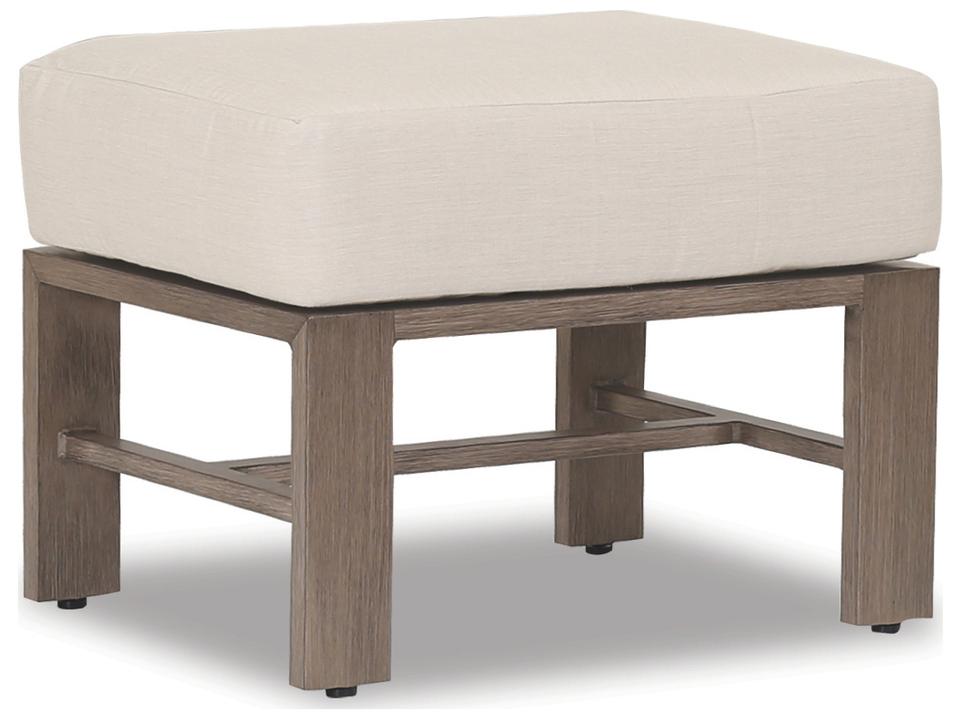 Laguna Aluminum Ottoman with Sunbrella Canvas Flax Cushion