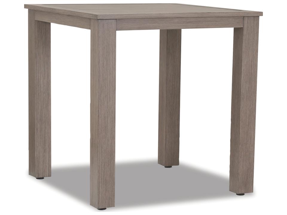 Laguna 40-Inch Square Aluminum Pub Table with Umbrella Hole in Driftwood