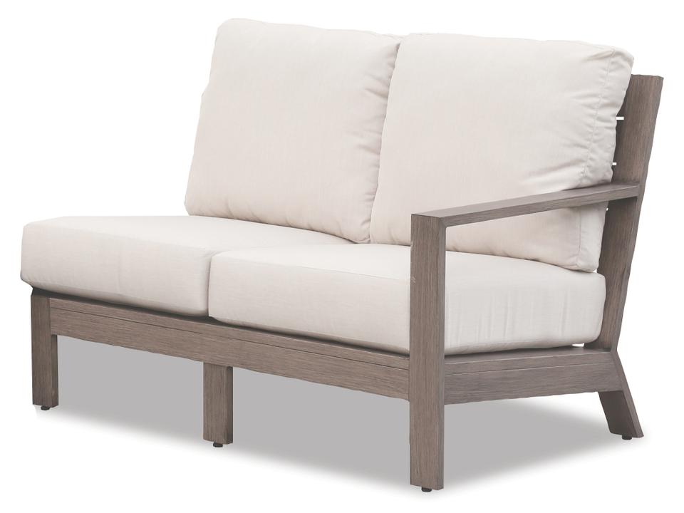 Laguna Aluminum Right Arm Loveseat with Sunbrella Canvas Flax Cushions