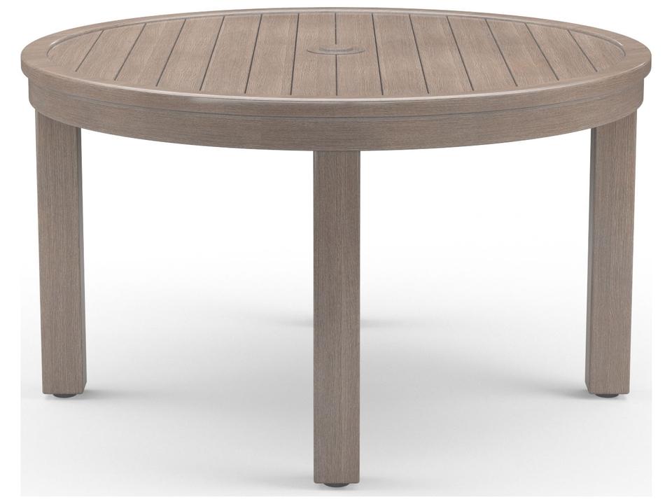 Laguna 50-Inch Round Dining Table with Umbrella Hole in Driftwood