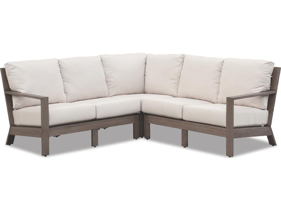 Laguna 3-Piece Sectional Lounge Set in Driftwood with Sunbrella Canvas Flax