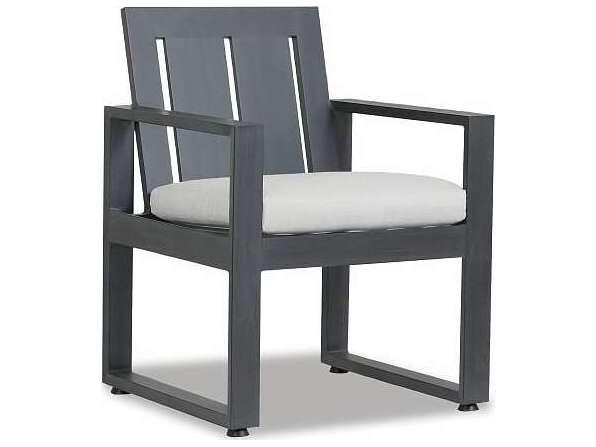 Redondo Dining Side Chair in Slate with Sunbrella Cast Silver Cushion